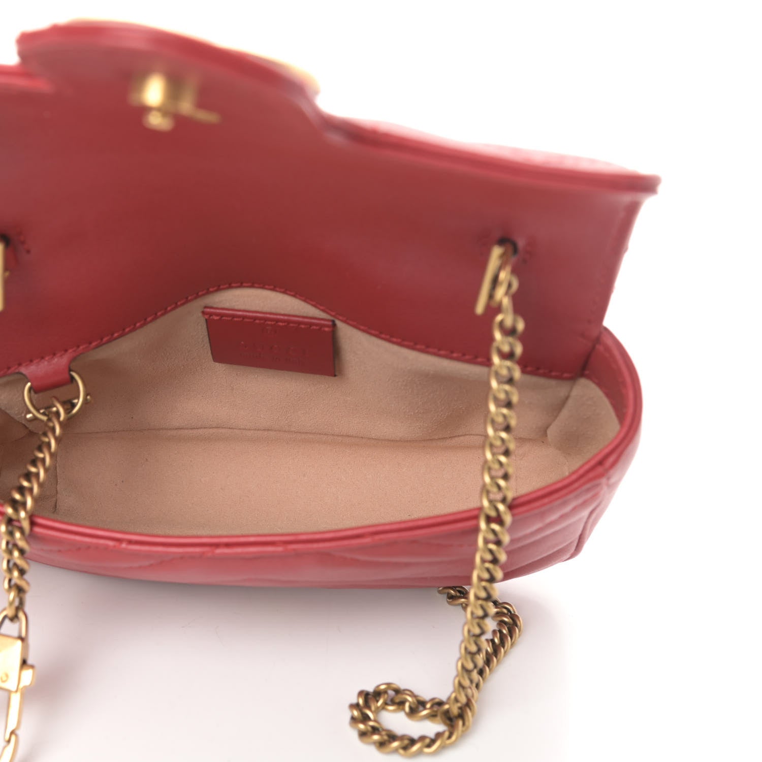 Gucci Calfskin Matelasse Super Mini GG Marmont Shoulder Bag Hibiscus Red 5 of 15