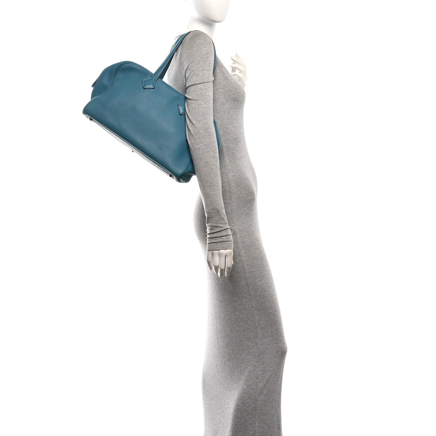Hermes Taurillon Clemence Victoria II 35 Blue Jean 2 of 10