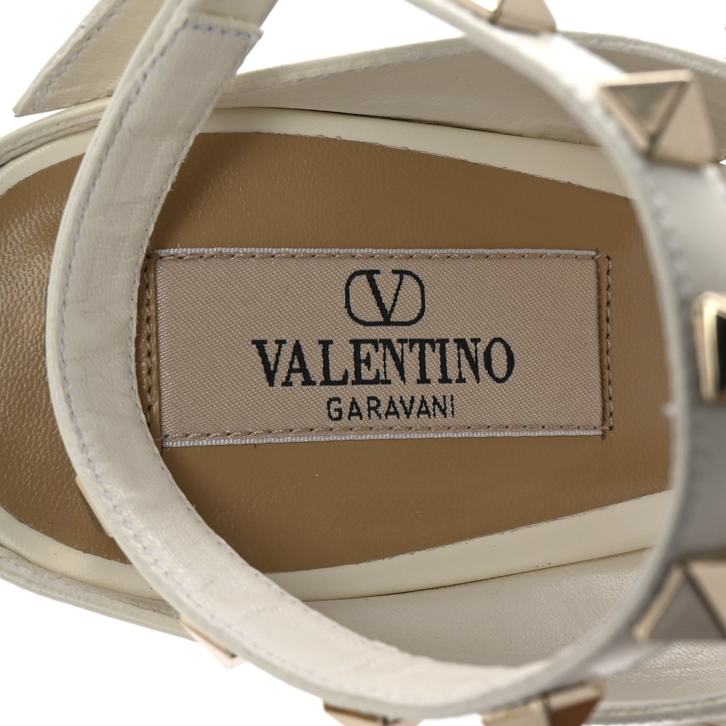 Calfskin Rockstud 60mm Sandals 36.5 Light Ivory