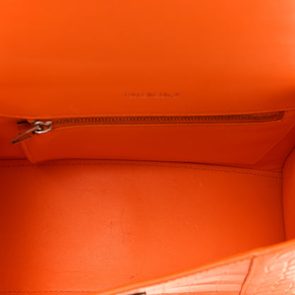 Balenciaga Shiny Calfskin Crocodile Embossed Small Hourglass Top Handle Bag Pop Orange 5 of 13