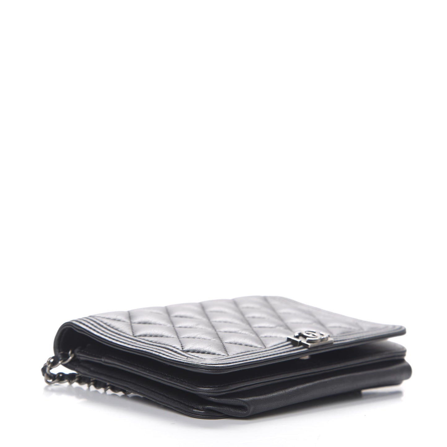 Calfskin Quilted Boy Wallet On Chain WOC Black