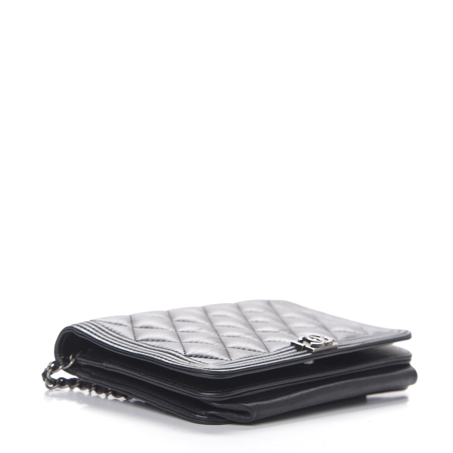 Chanel Calfskin Quilted Boy Wallet On Chain WOC Black 3 of 14