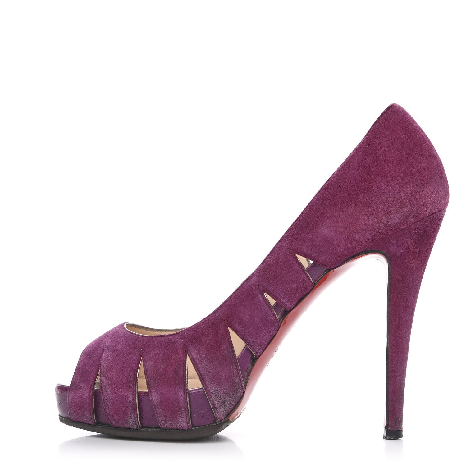 Christian Louboutin Suede Fontanette Platform Peep Toe Pumps 38 Merlot 1 of 11