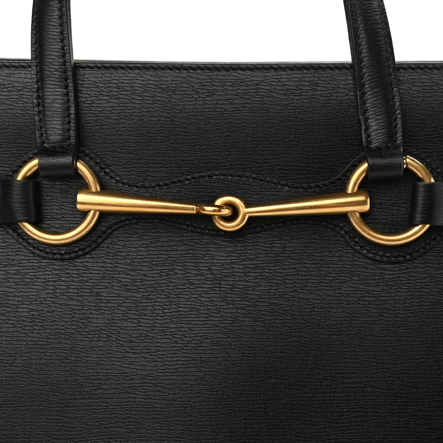Textured Calfskin Large Bright Bit Tote Black
