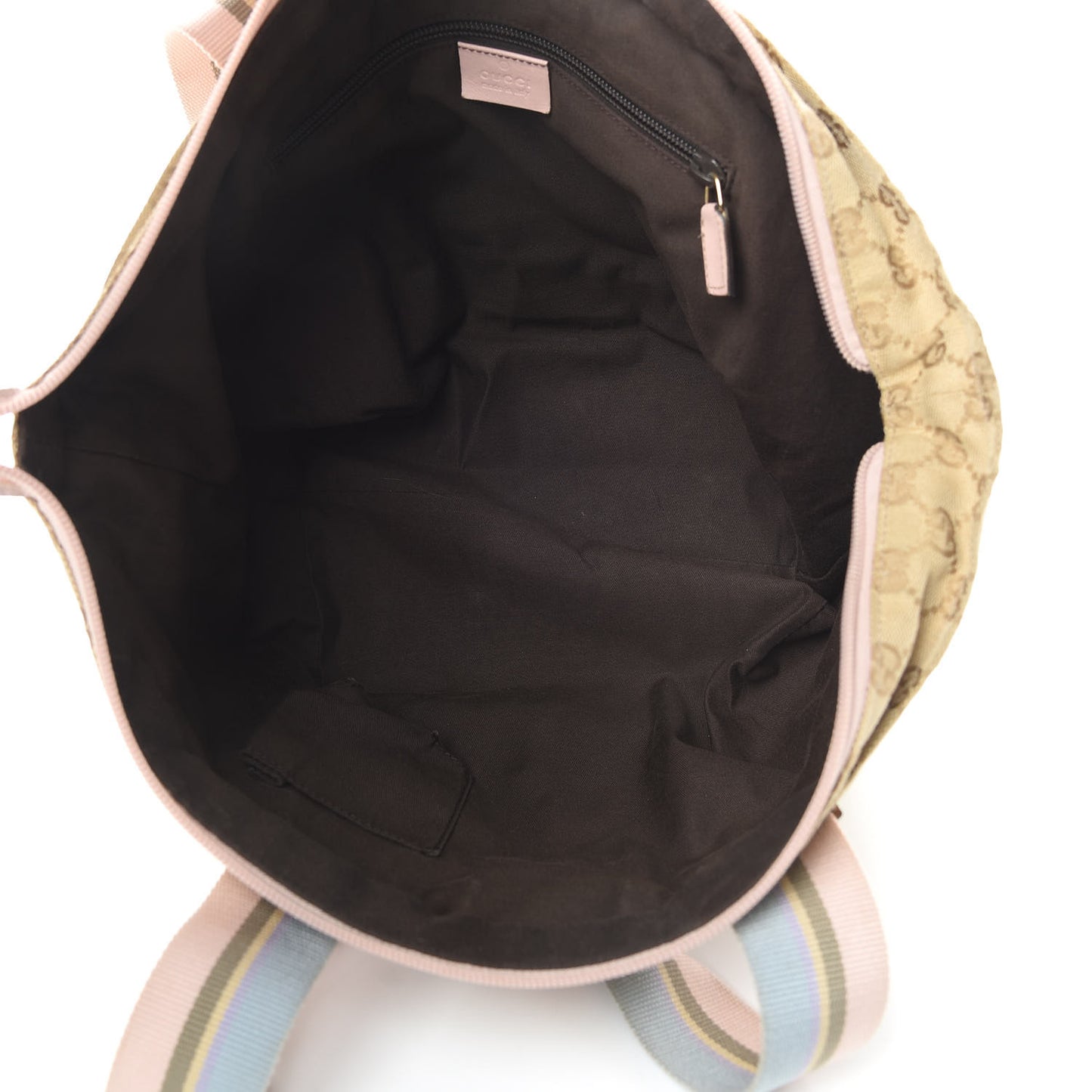 GG Monogram Medium Web Handle Bucket Tote Pink Blue
