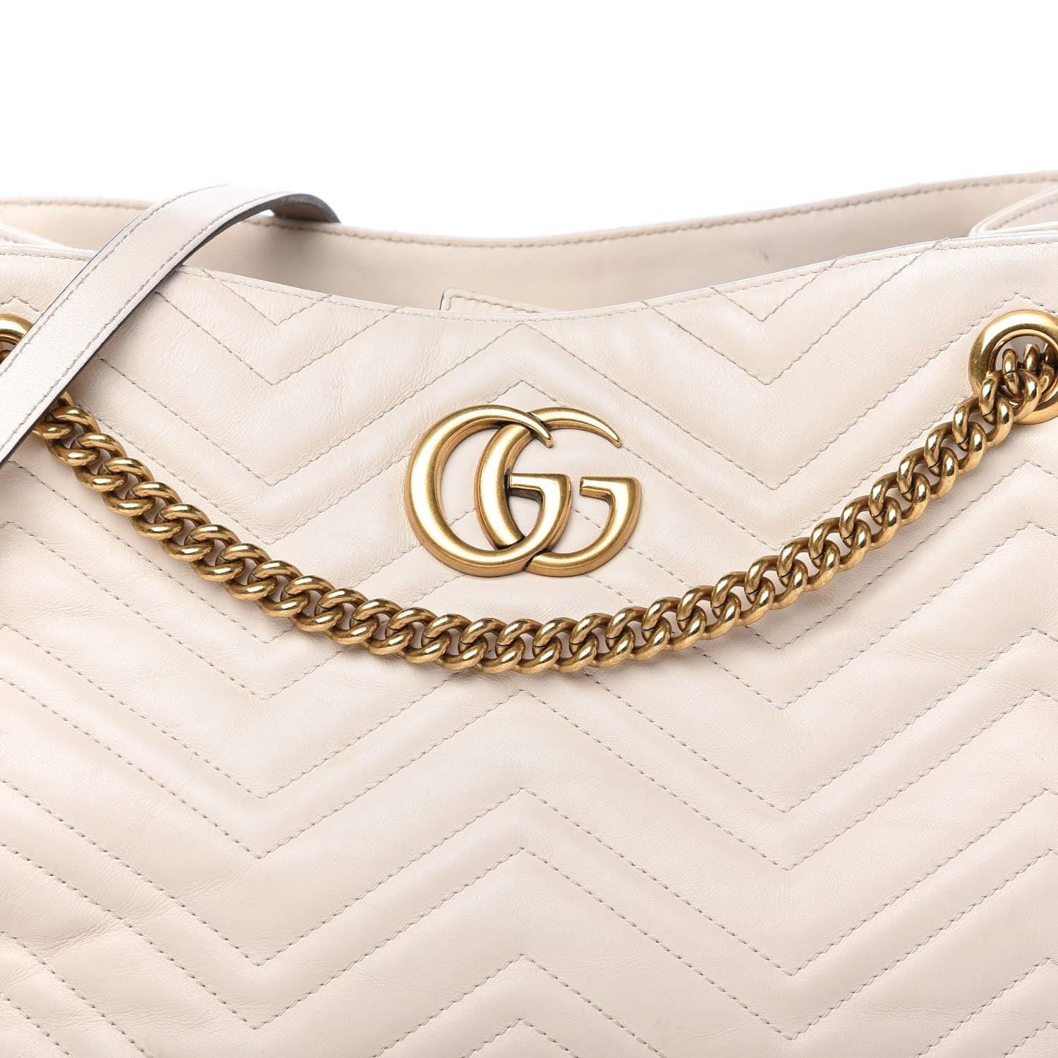 Gucci Calfskin Matelasse Medium GG Marmont Shoulder Tote Bag White 10 of 10