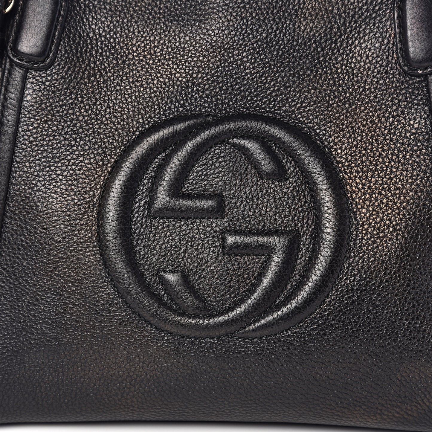 Pebbled Calfskin Small Soho Top Handle Bag Black