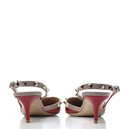 Valentino Garavani Calfskin Nappa Rockstud Half D'Orsay Slingback 50mm Pumps 38 Rosso Valentino Poudre 7 of 11
