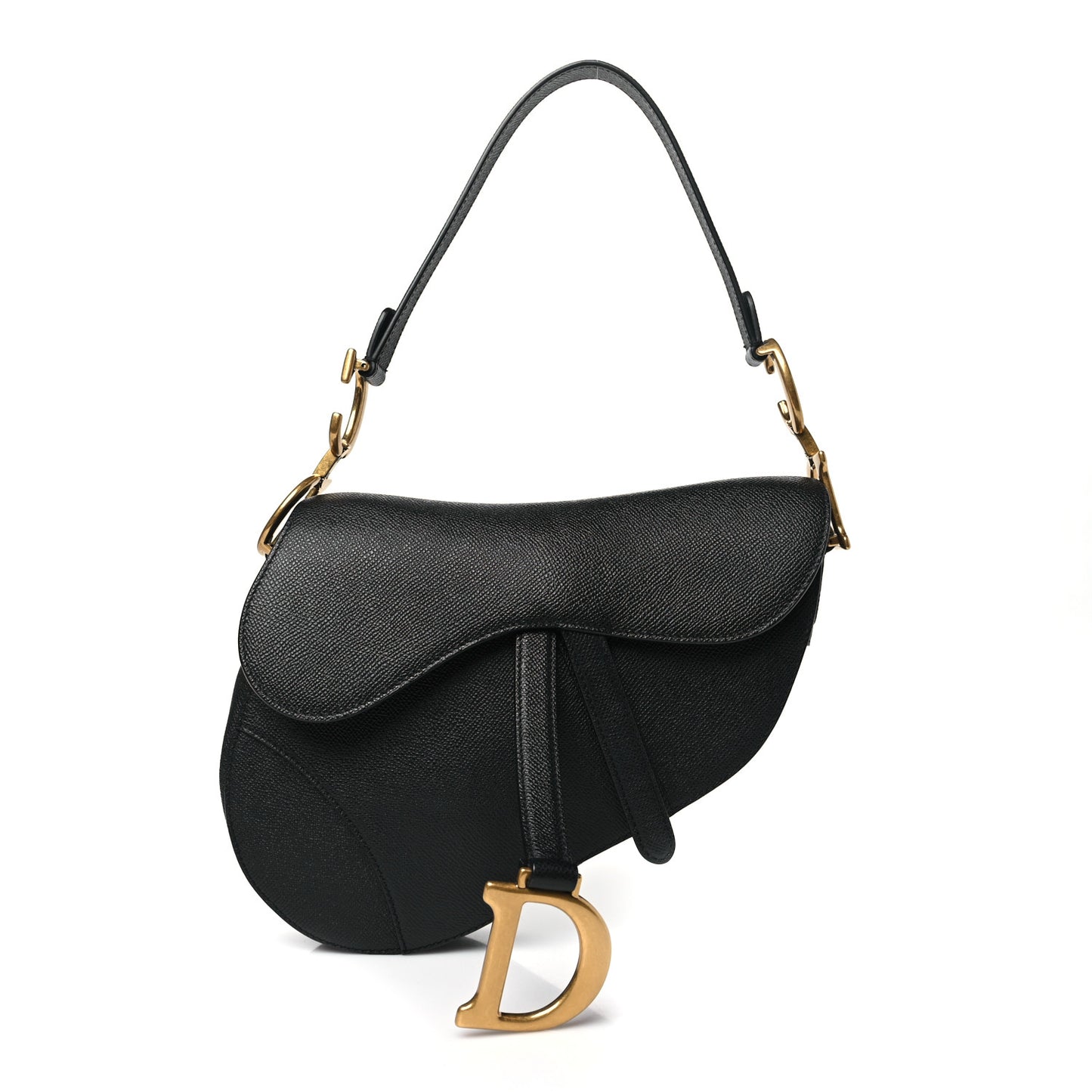 Grained Calfskin Saddle Bag Black