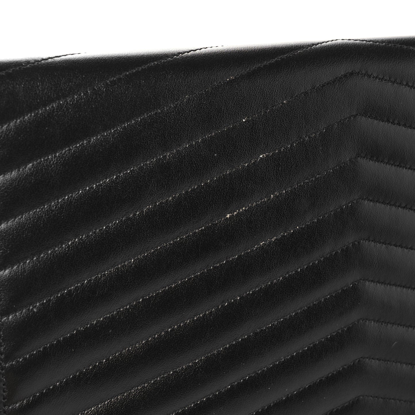 Calfskin Matelasse Chevron Monogram Uptown Clutch Black