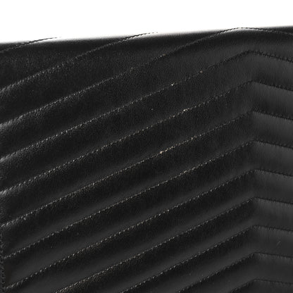 Saint Laurent Calfskin Matelasse Chevron Monogram Uptown Clutch Black 11 of 12