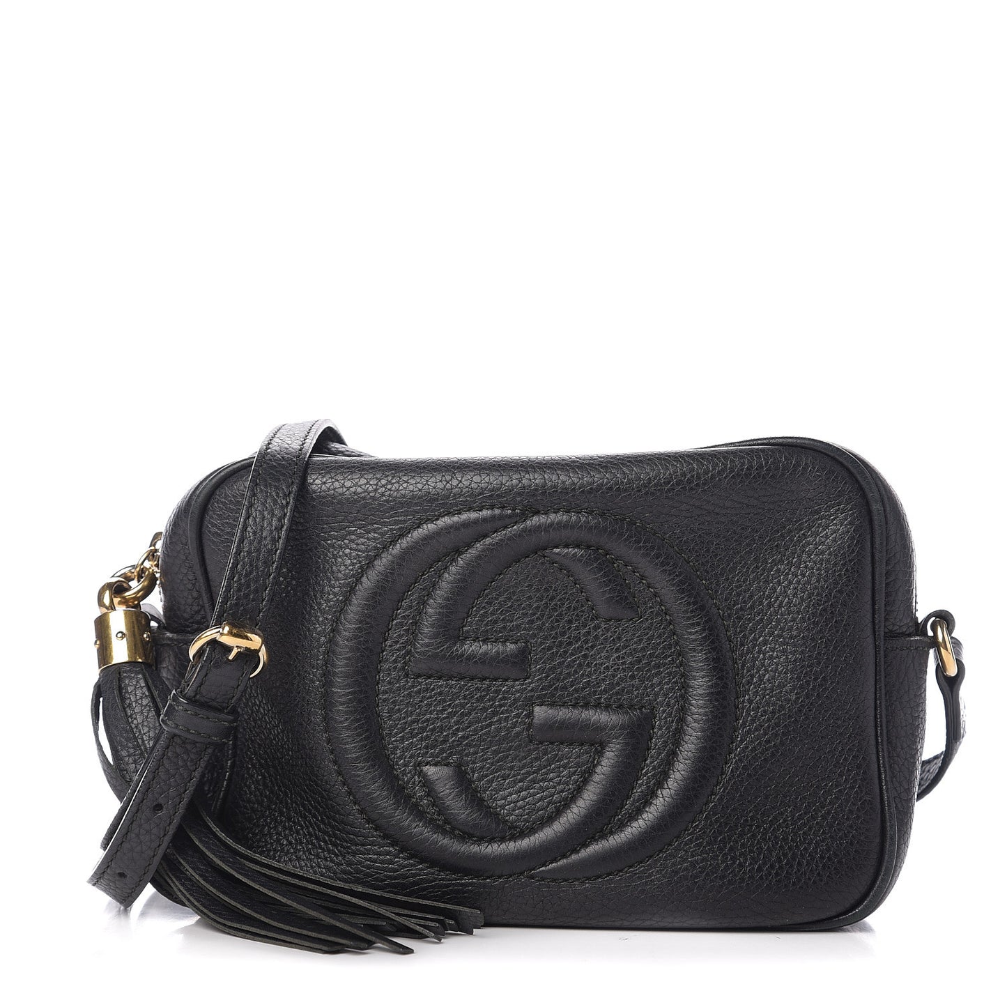 Pebbled Calfskin Small Soho Disco Bag Black