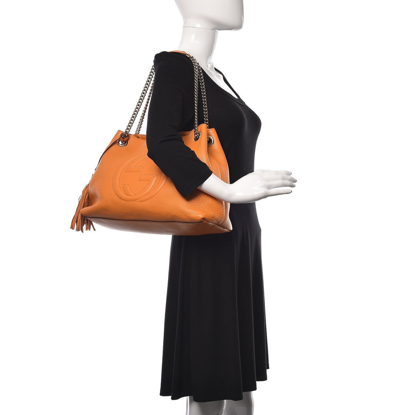 Pebbled Calfskin Medium Soho Chain Shoulder Bag Curcuma