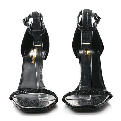 Saint Laurent Glitter Opyum Sandals 36.5 Black 2 of 8