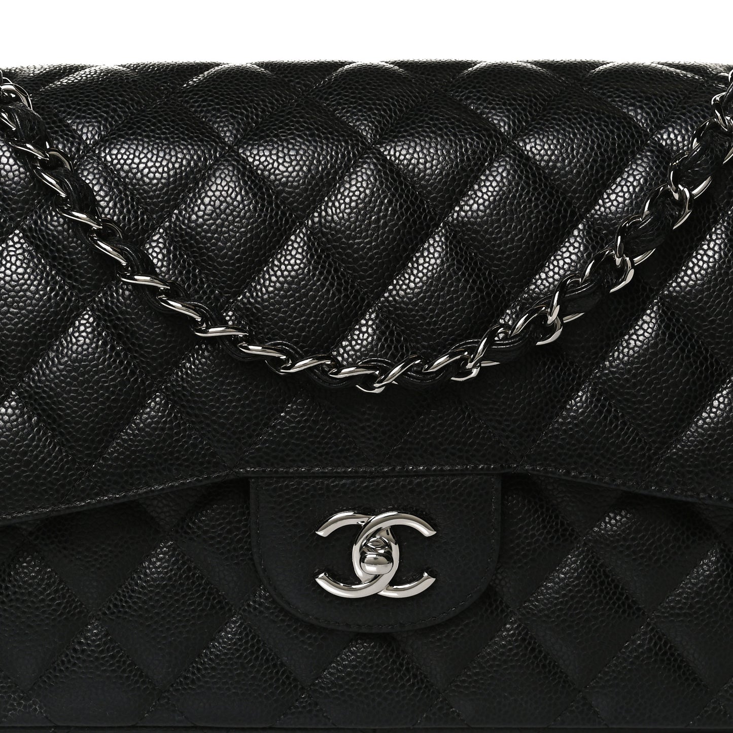 Caviar Quilted Jumbo Double Flap Black