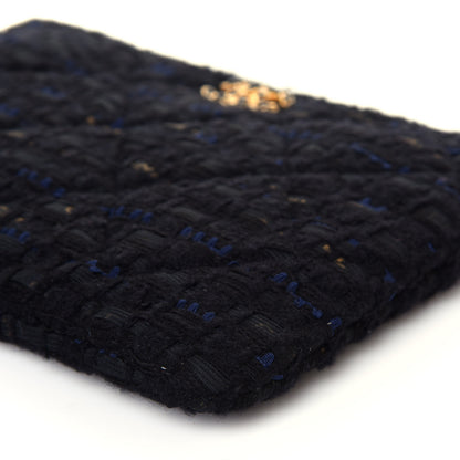 Chanel Tweed Quilted Large Chanel 19 Pouch Black Navy Gold 9 of 13