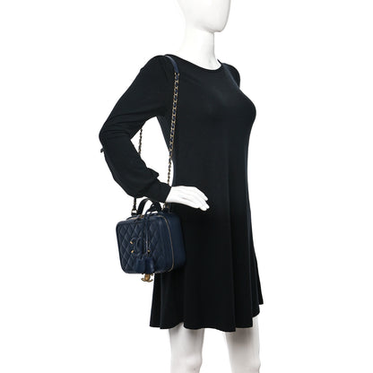 Chanel Caviar Quilted Medium CC Filigree Vanity Case Navy 2 of 12