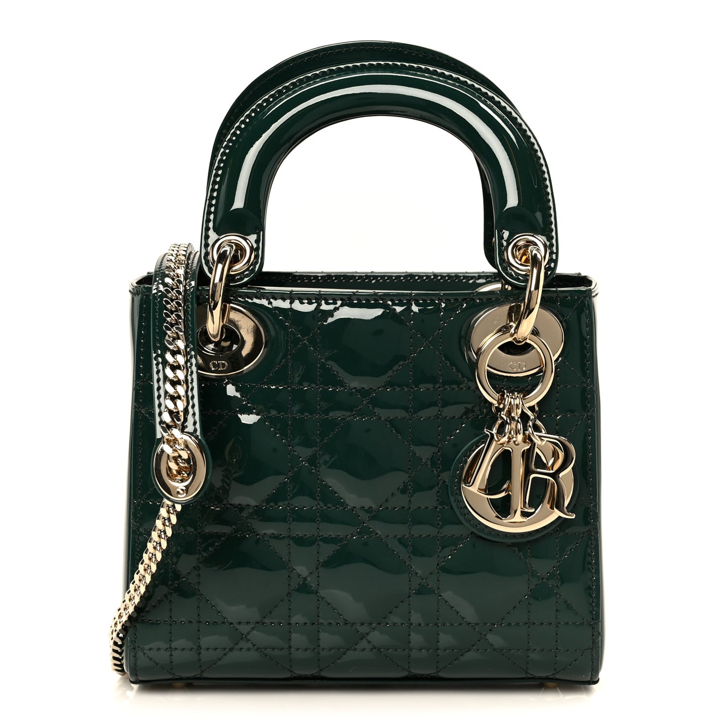 Patent Cannage Mini Lady Dior Pine Green