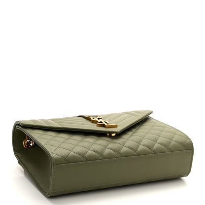 Saint Laurent Grain De Poudre Textured Mixed Matelasse Triquilt Medium Monogram Satchel Light Sage 4 of 10