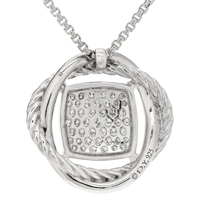 David Yurman Sterling Silver Diamond 20mm Infinity Pendant Necklace 3 of 4