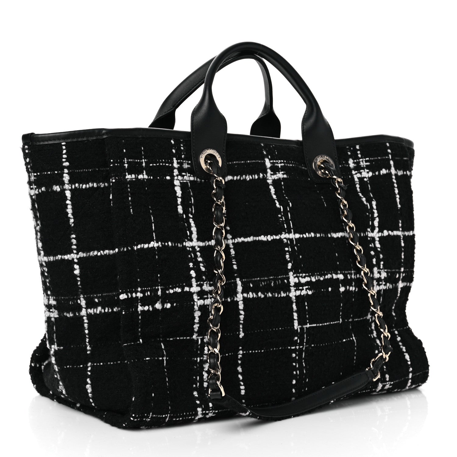 Chanel Tweed Medium Deauville Tote Black White Multicolor 4 of 11