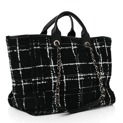 Chanel Tweed Medium Deauville Tote Black White Multicolor 4 of 11