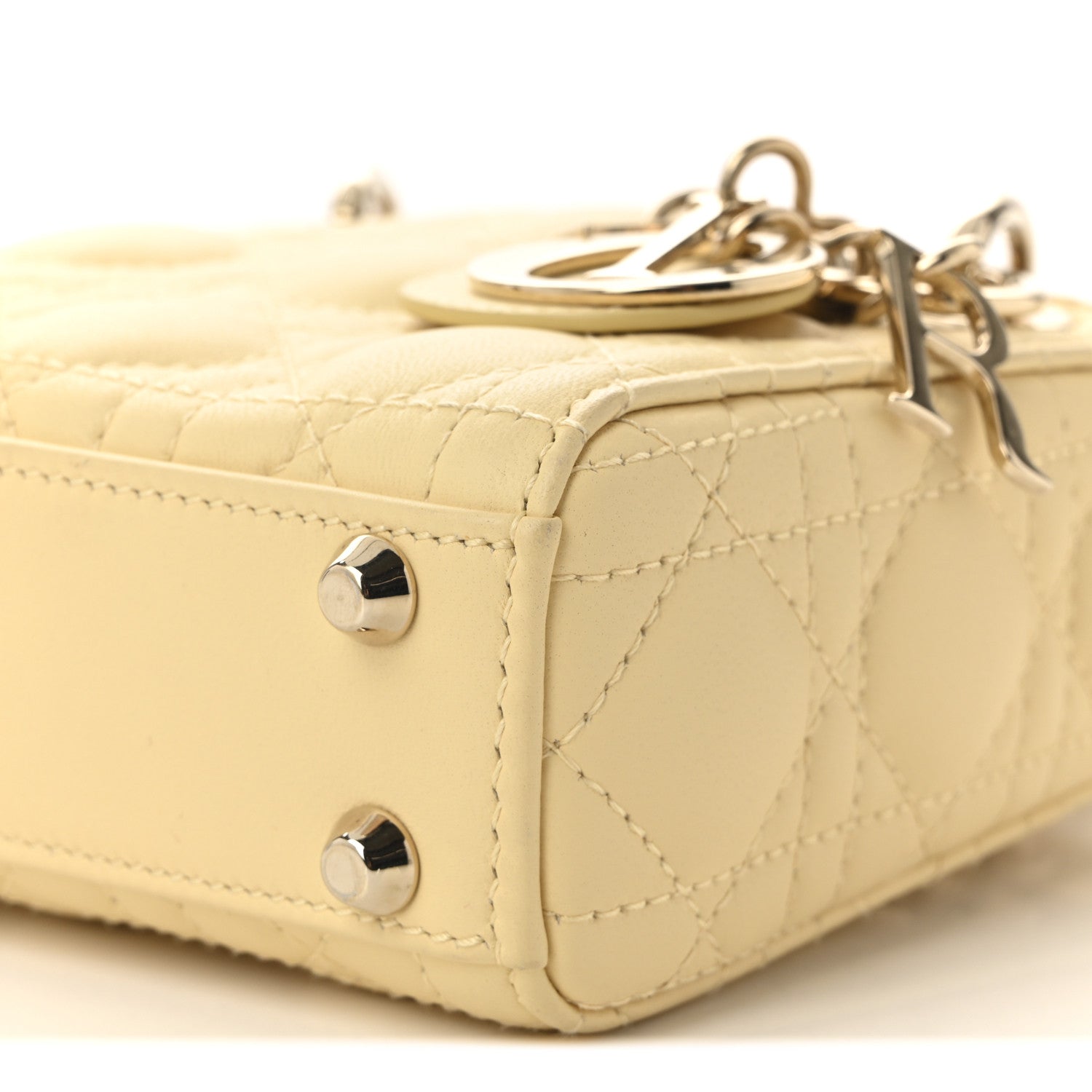 Christian Dior Lambskin Cannage Nano Lady Dior Light Yellow 10 of 10