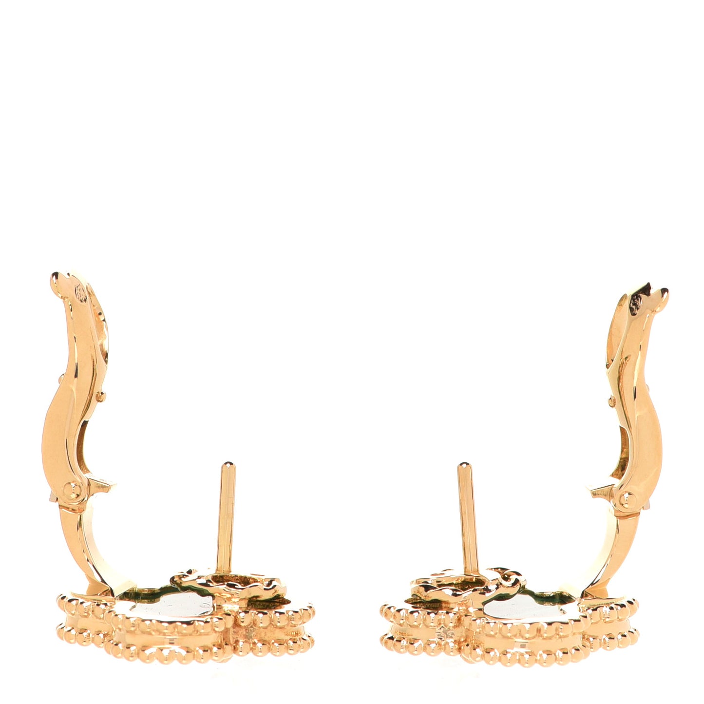 18K Yellow Gold Malachite Vintage Alhambra Earrings