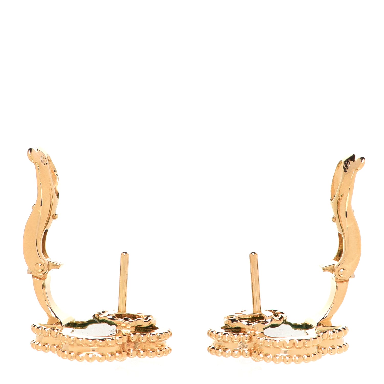 Van Cleef & Arpels 18K Yellow Gold Malachite Vintage Alhambra Earrings 3 of 5