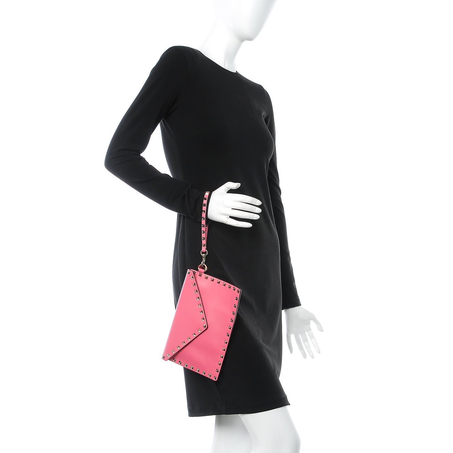 Valentino Garavani Vitello Medium Rockstud Envelope Flat Wristlet Pouch Shadow Pink 2 of 7