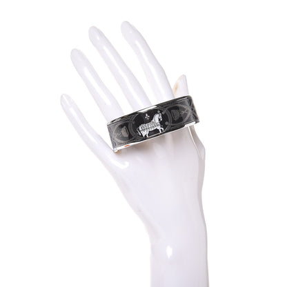 Hermes Enamel Printed Wide Grand Apparat Bracelet 62 Black 2 of 8