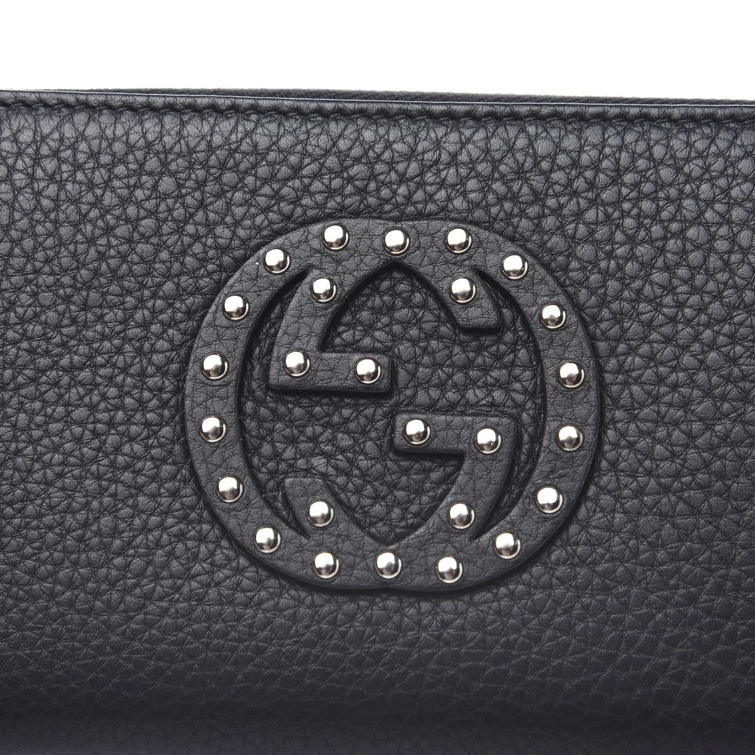 Gucci Pebbled Calfskin Studded Soho Zip Around Wallet Black 6 of 7