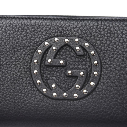 Gucci Pebbled Calfskin Studded Soho Zip Around Wallet Black 6 of 7