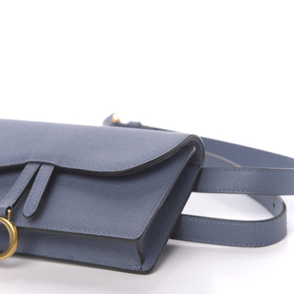 Christian Dior Grained Calfskin Saddle Belt Clutch Denim Blue 9 of 11