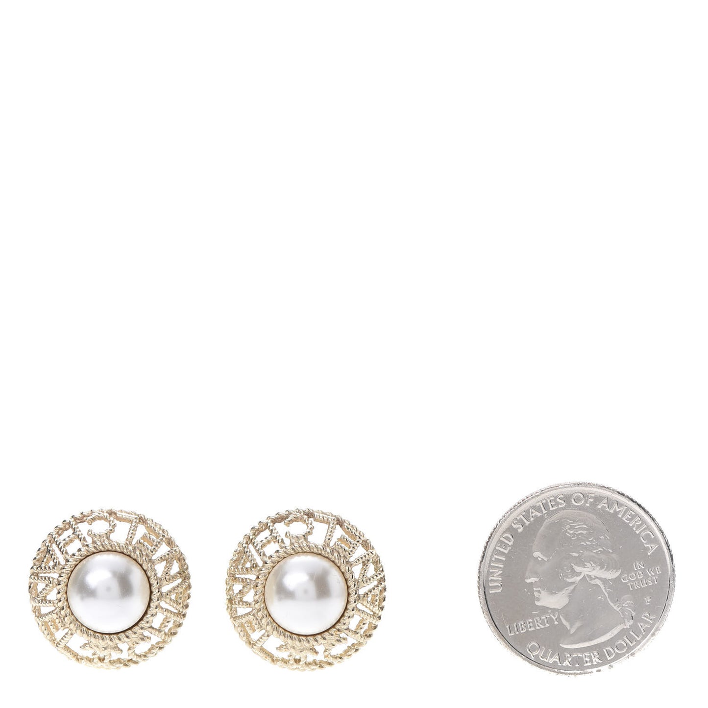 Pearl CC Round Rope Logo Earrings Gold