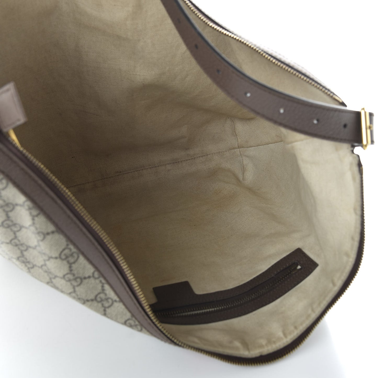 GG Supreme Monogram Web Ophidia Half Moon Hobo Brown