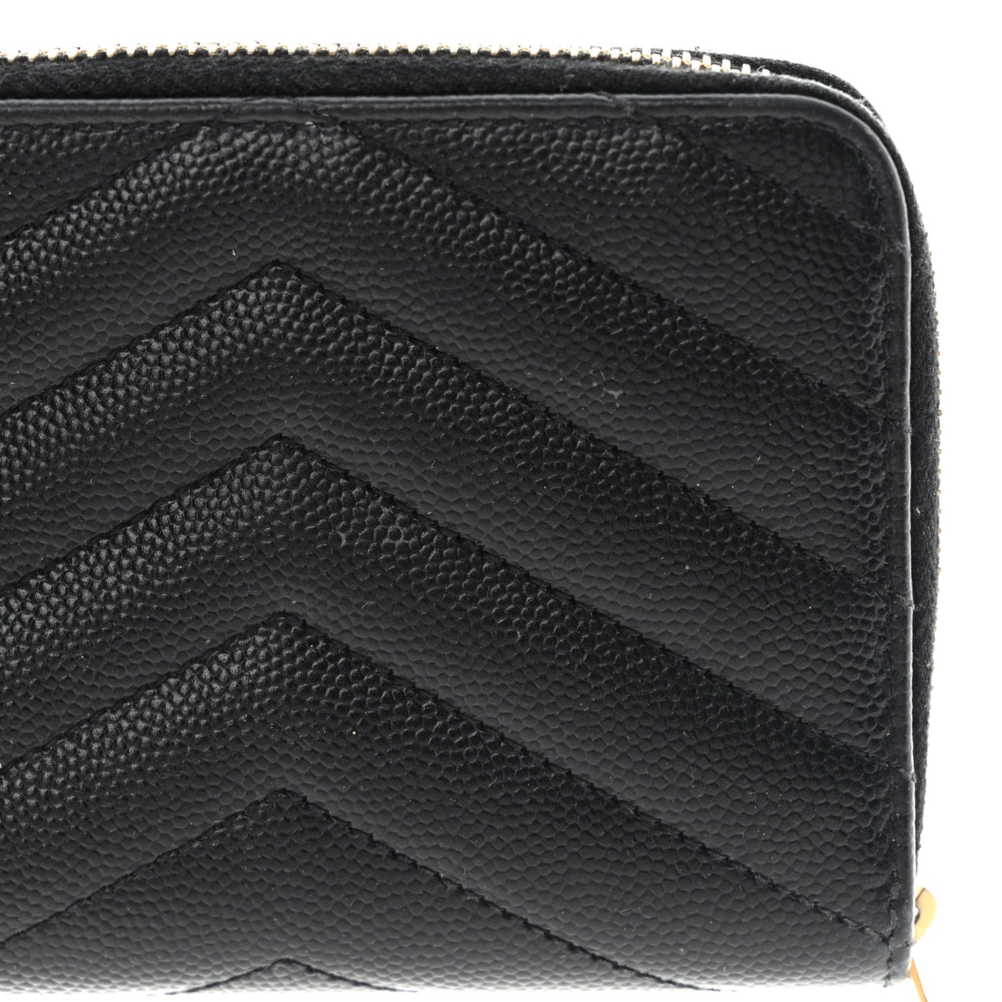 Grain De Poudre Matelasse Chevron Monogram Compact Zip Around Wallet Black
