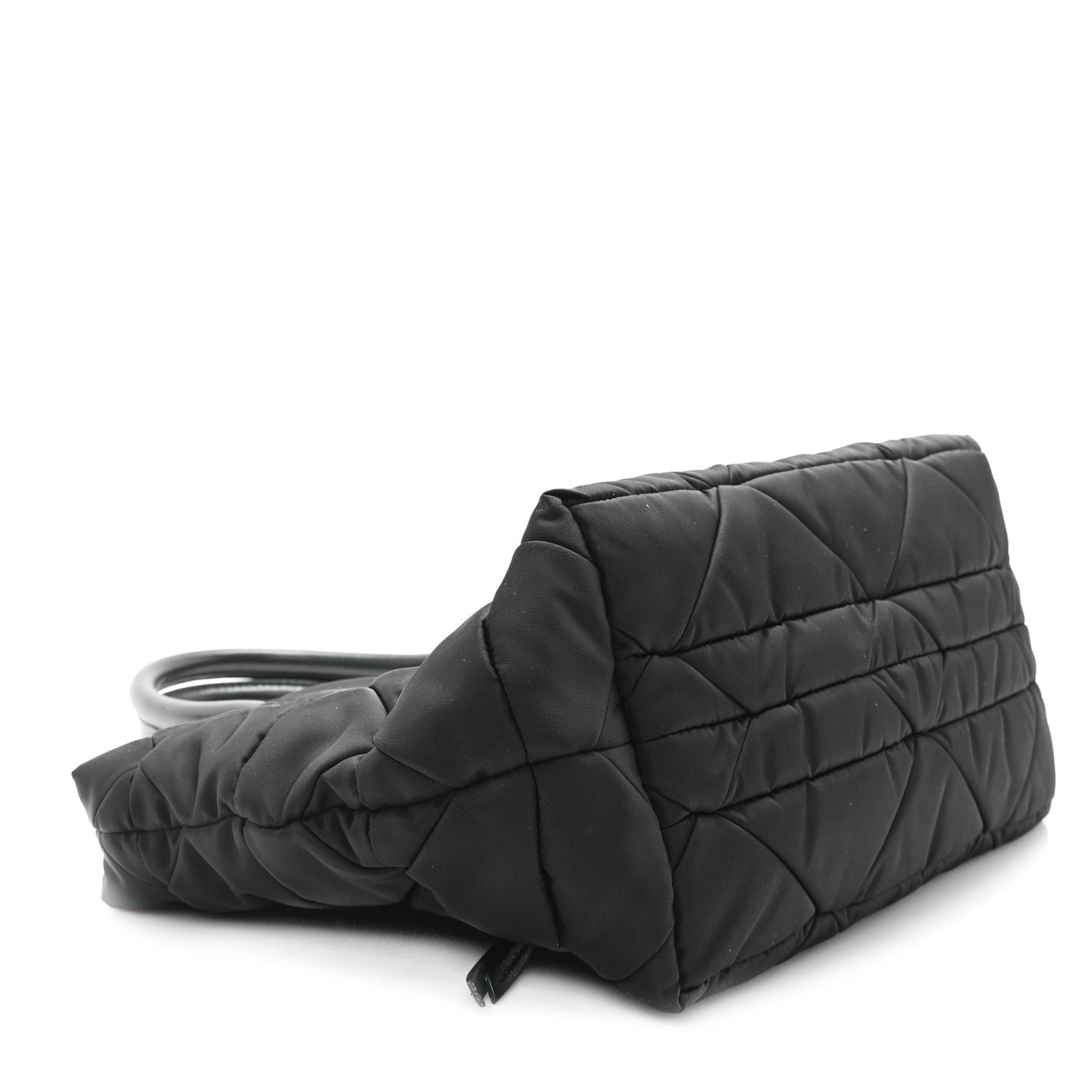 Prada Re-Nylon Nappa Triangle Quilted Padded Small Double Handled Zip Tote Black 4 of 9