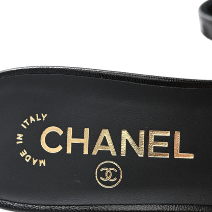 Chanel Goatskin Grosgrain Cap Toe CC Slingback Pumps 38.5 Black 6 of 10