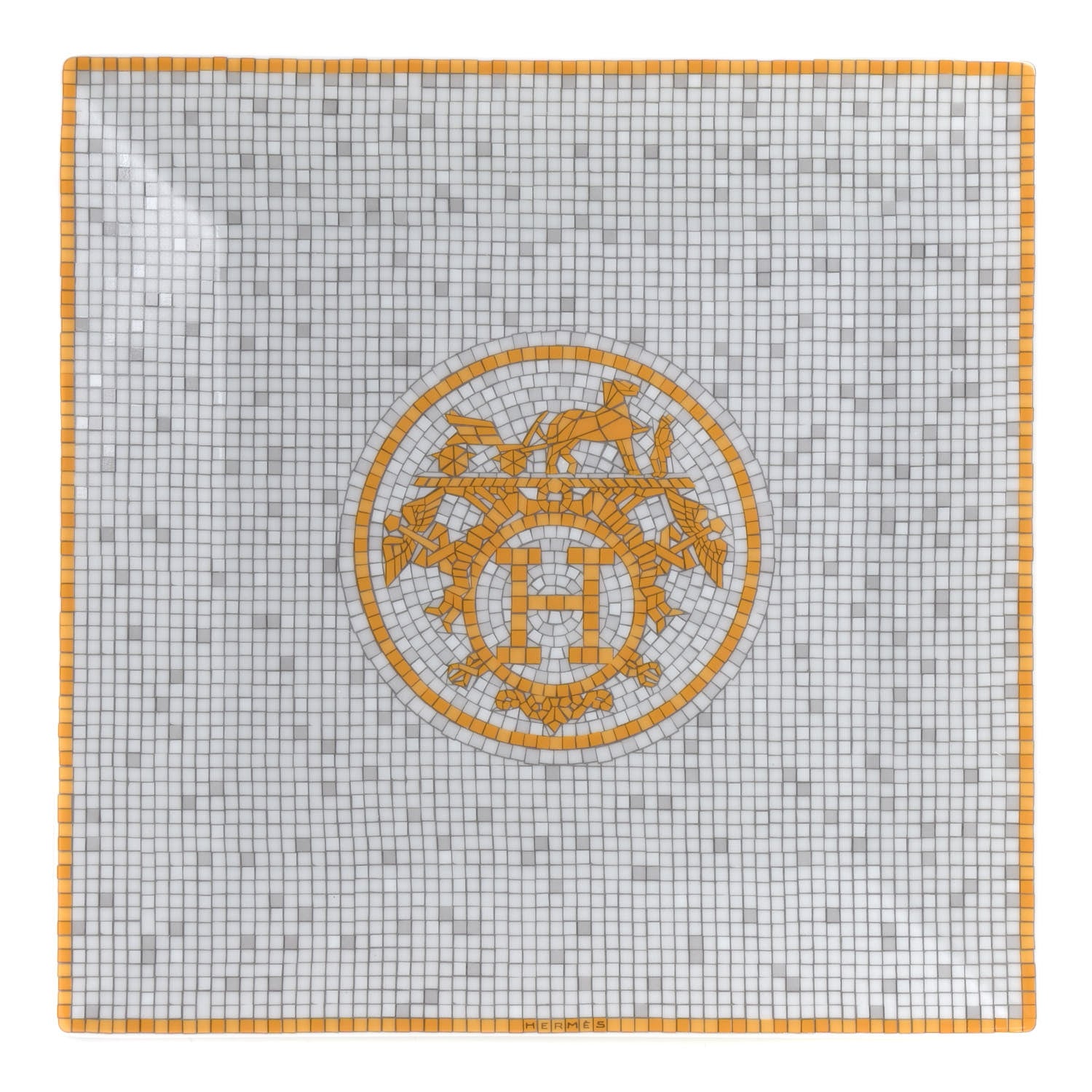 Hermes Porcelain Mosaique au 24 Square Plate 1 of 5