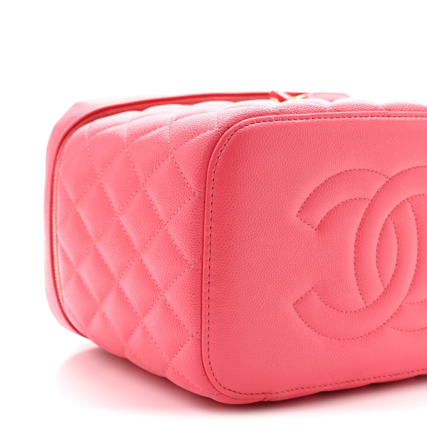 Caviar Quilted Large Vanity Pouch Pink
