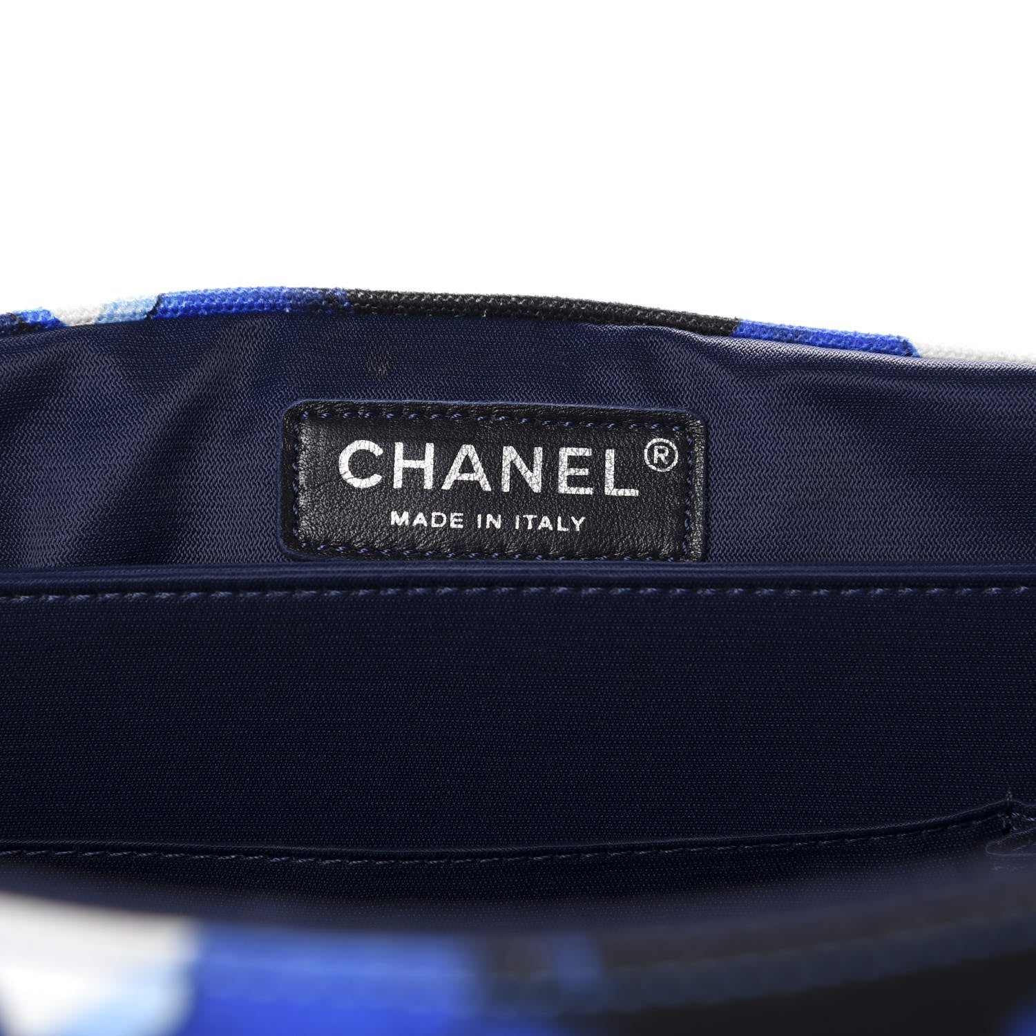 Chanel Canvas Printed XXL Airline Travel Flap Bag Black Blue White 8 of 10