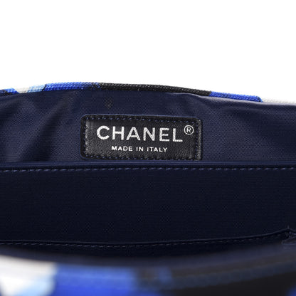 Chanel Canvas Printed XXL Airline Travel Flap Bag Black Blue White 8 of 10