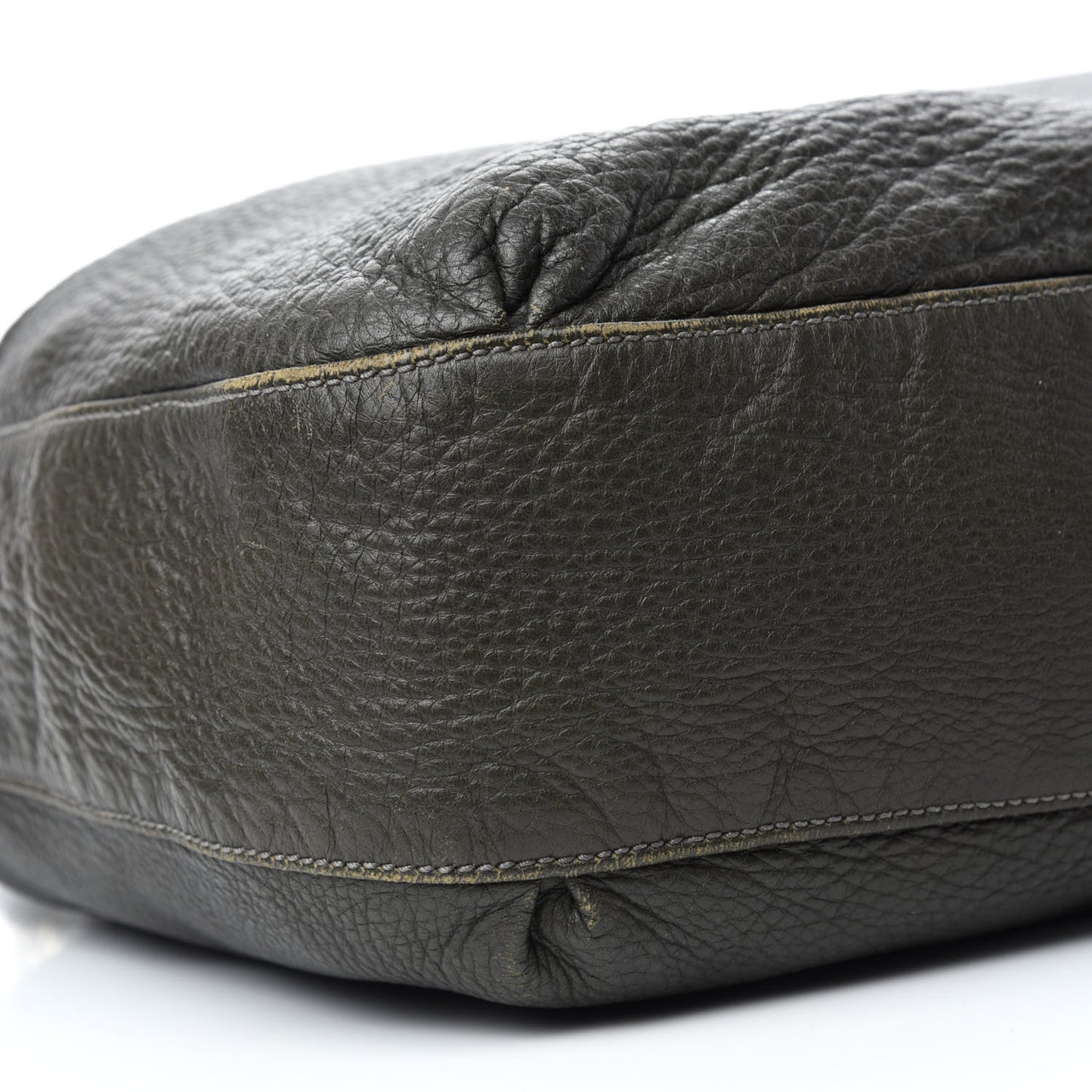 Pebbled Calfskin Medium G Wave Shoulder Bag Olive Green