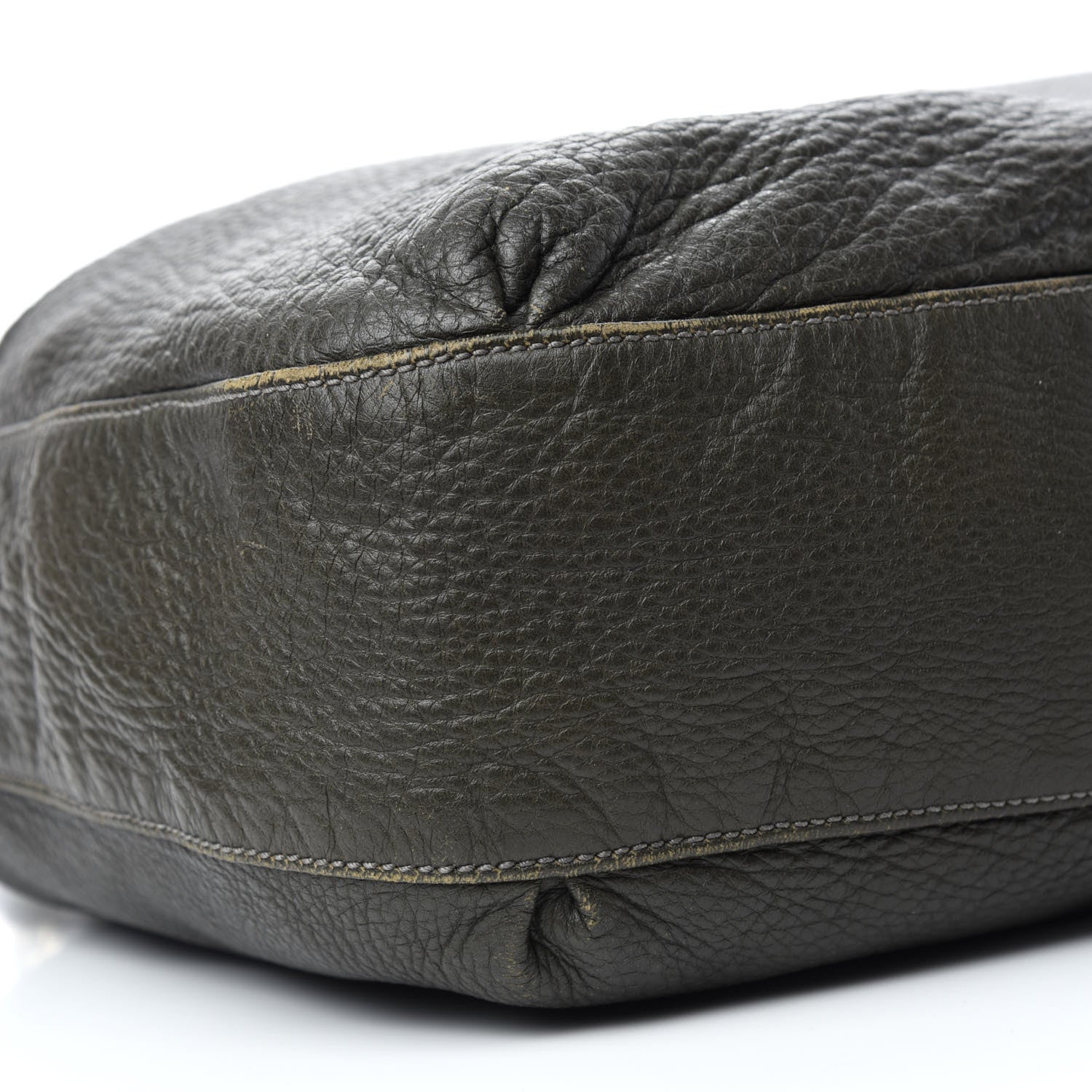 Gucci Pebbled Calfskin Medium G Wave Shoulder Bag Olive Green 6 of 11
