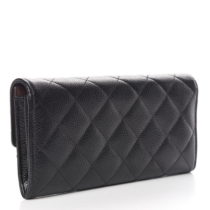 Chanel Caviar Quilted Large Gusset Flap Wallet Black 3 of 9