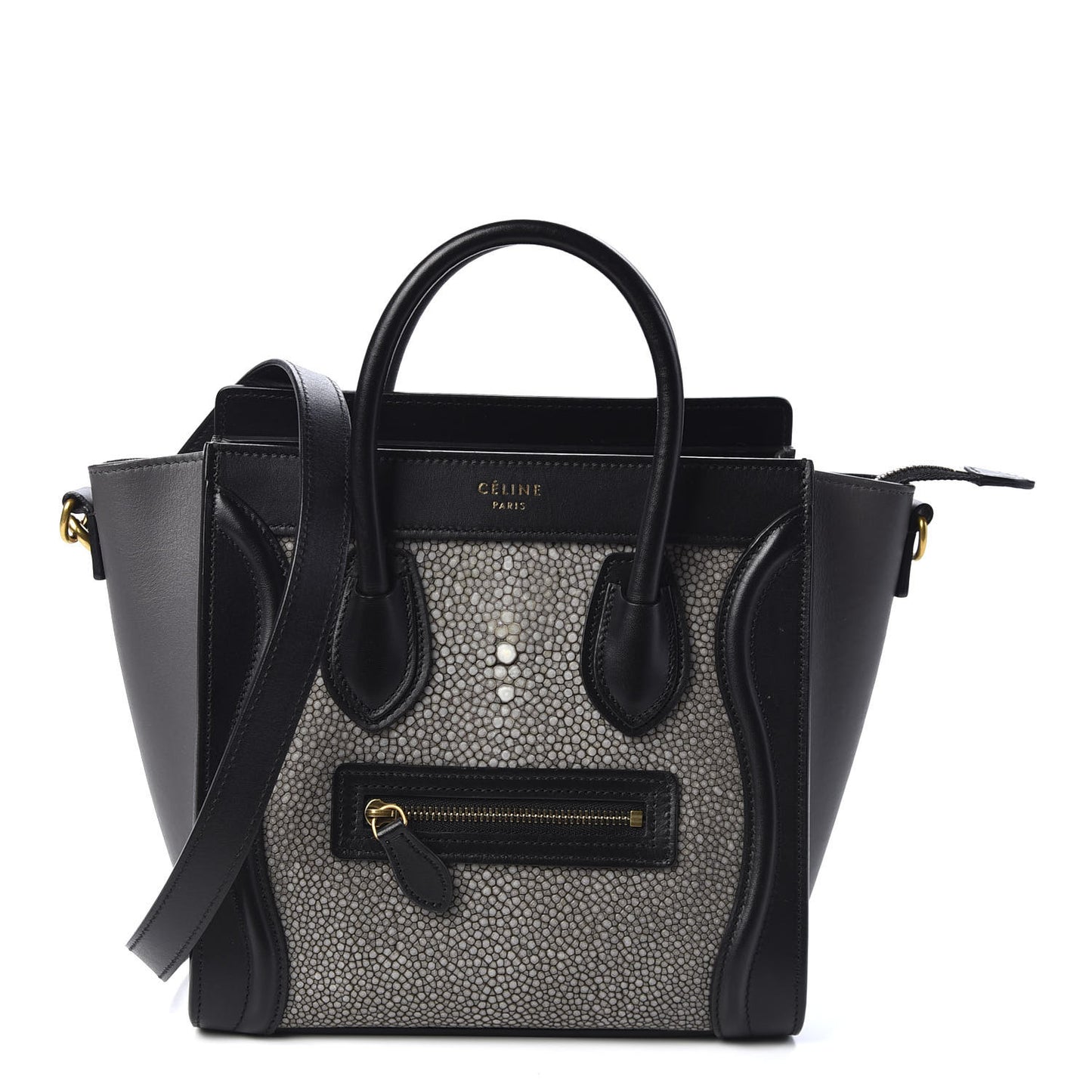 Stringray Calfskin Nano Bi-Color Luggage Black