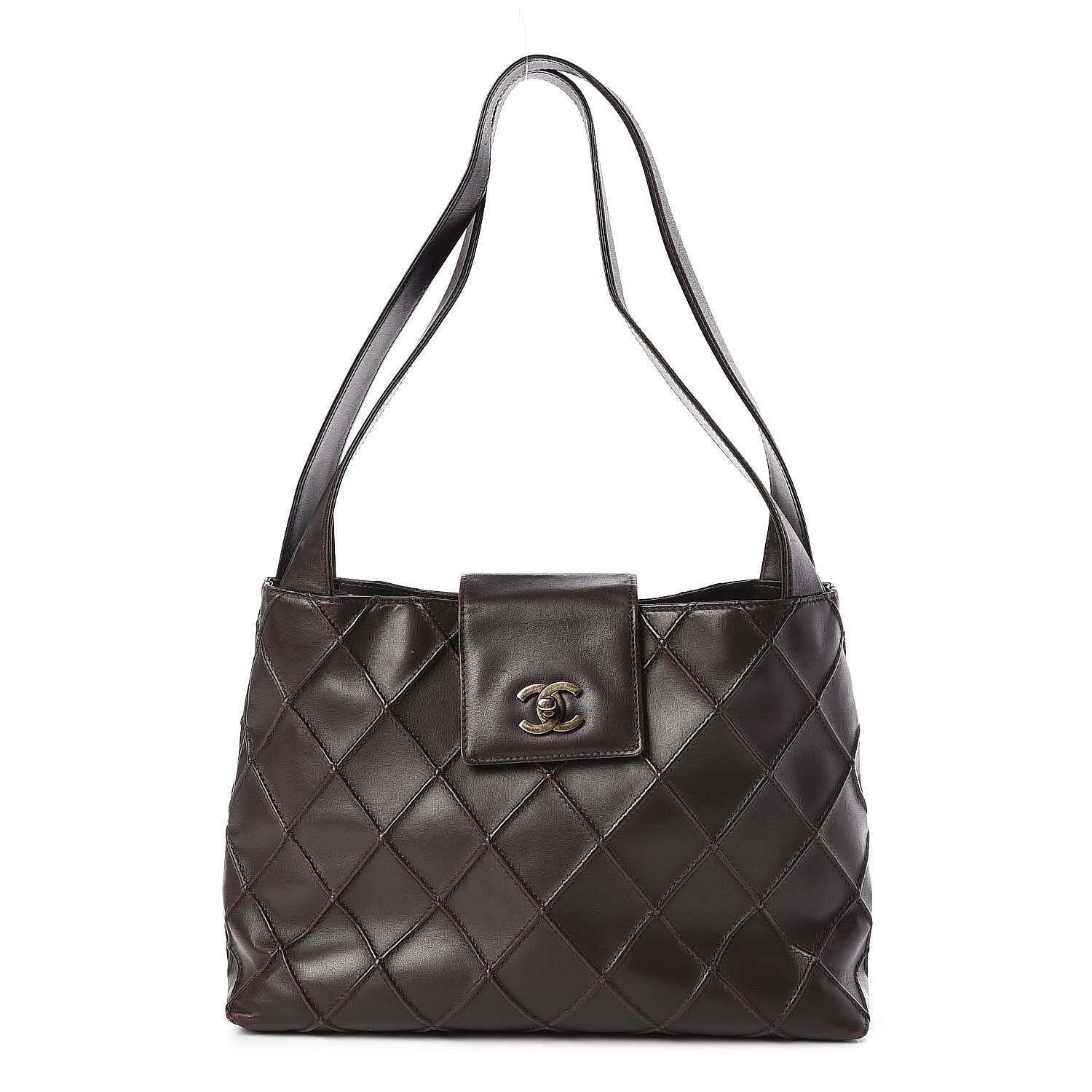 Chanel Lambskin Diamond Stitched Shoulder Bag Brown 1 of 11