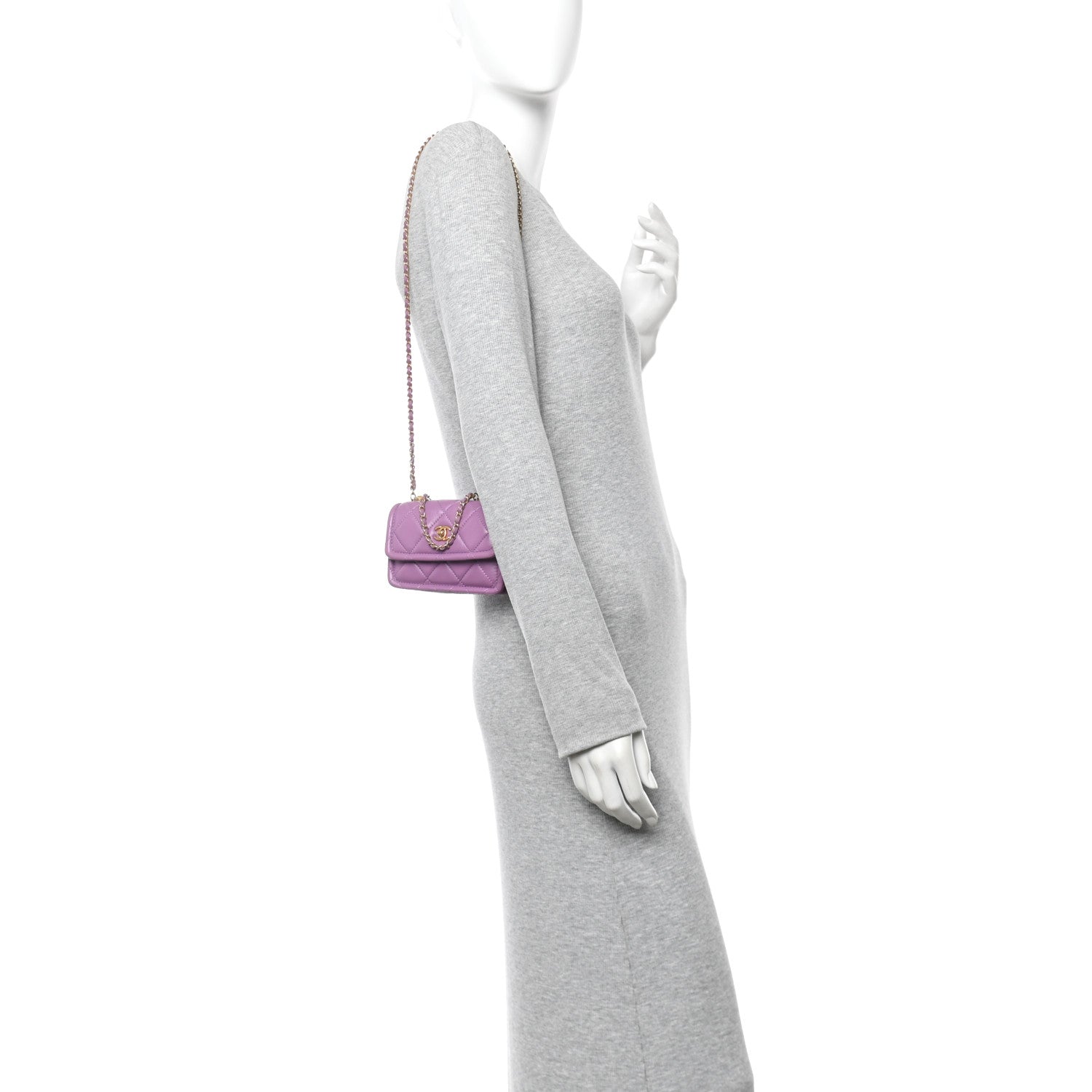 Chanel Shiny Lambskin Quilted Extra Mini Flap Purple 2 of 10