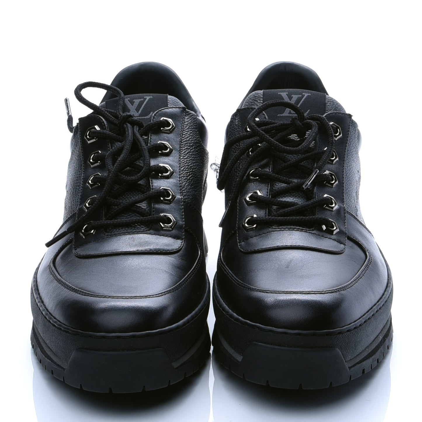 Calfskin Damier Graphite Mens Harlem Sneakers 10 Black